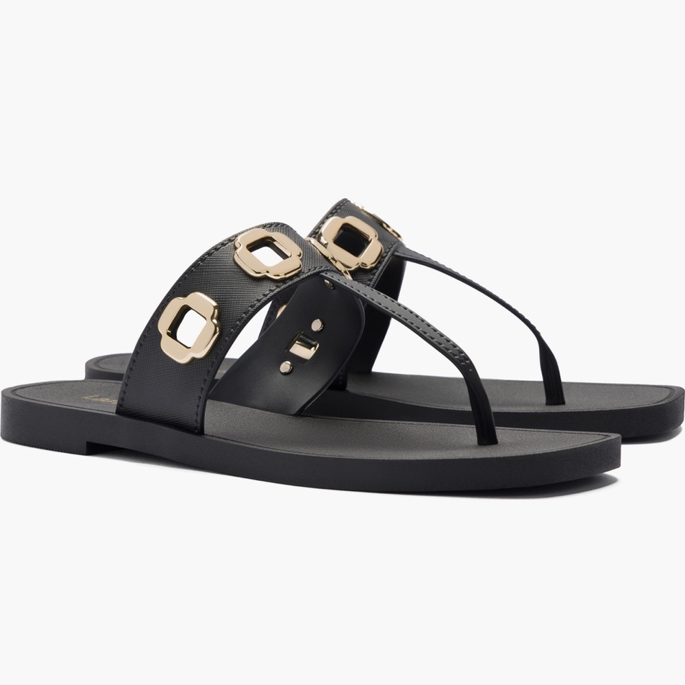 NEW Larroude Milan Jelly Thong Sandal in Black
